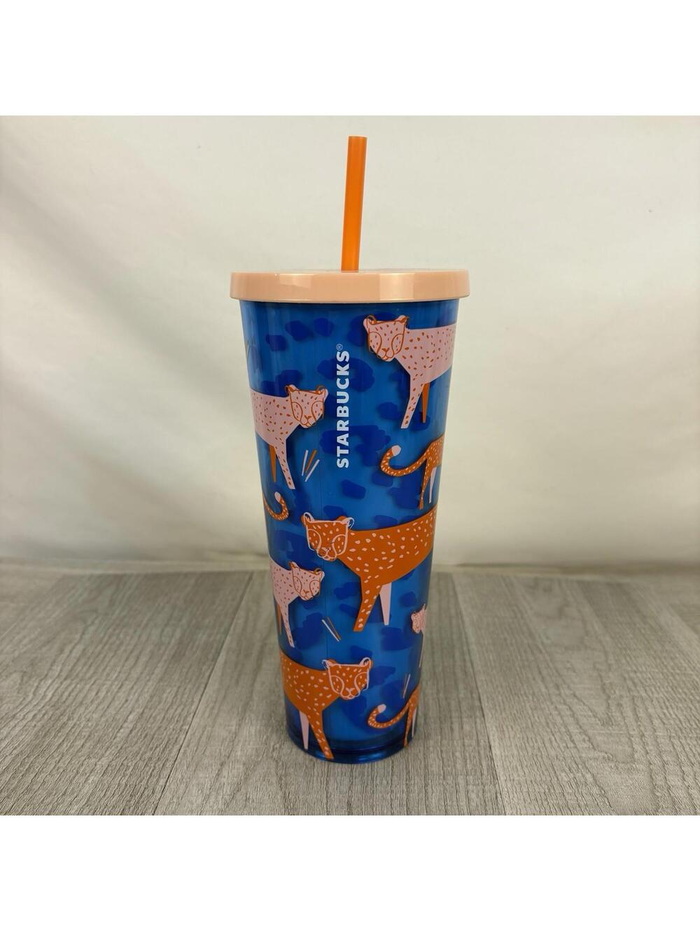 2018 Starbucks 24oz Venti Cold Tumbler RARE Cheetah Print NEW w/  Original Straw